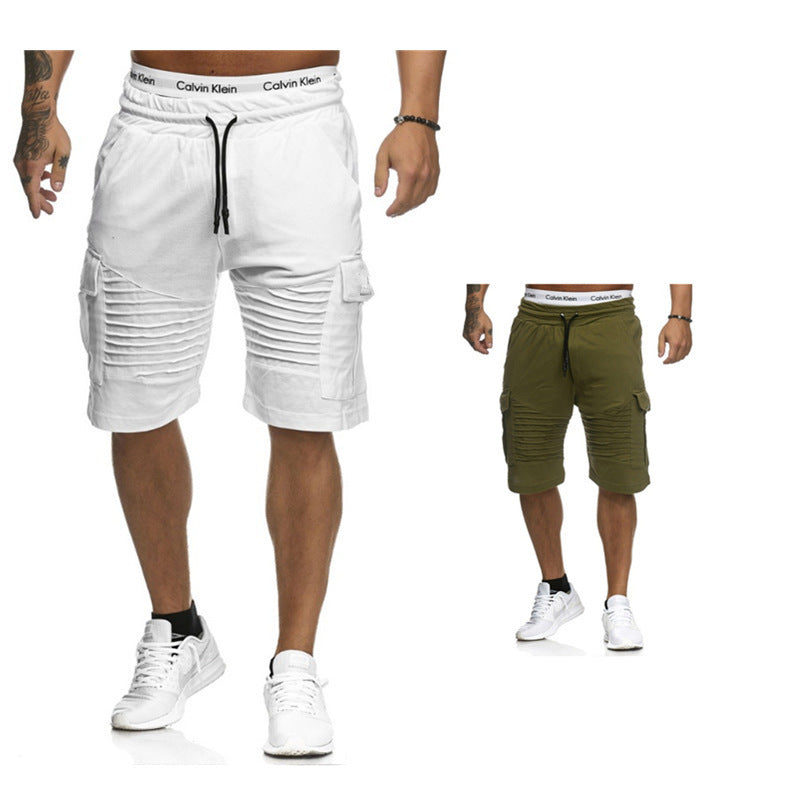 Men's Pleated Drawstrings Shorts
