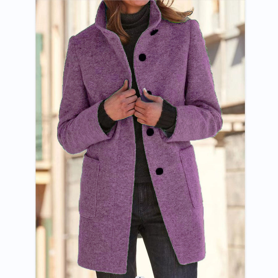 Standing Collar Woolen Coat