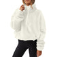Velvet Fleece-Lined Half Zipped Stand Collar Hoodie For Women