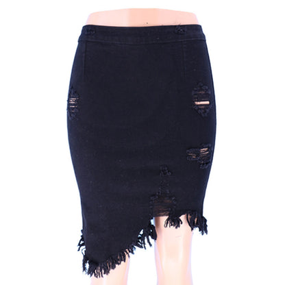 Distressed Denim Skirt
