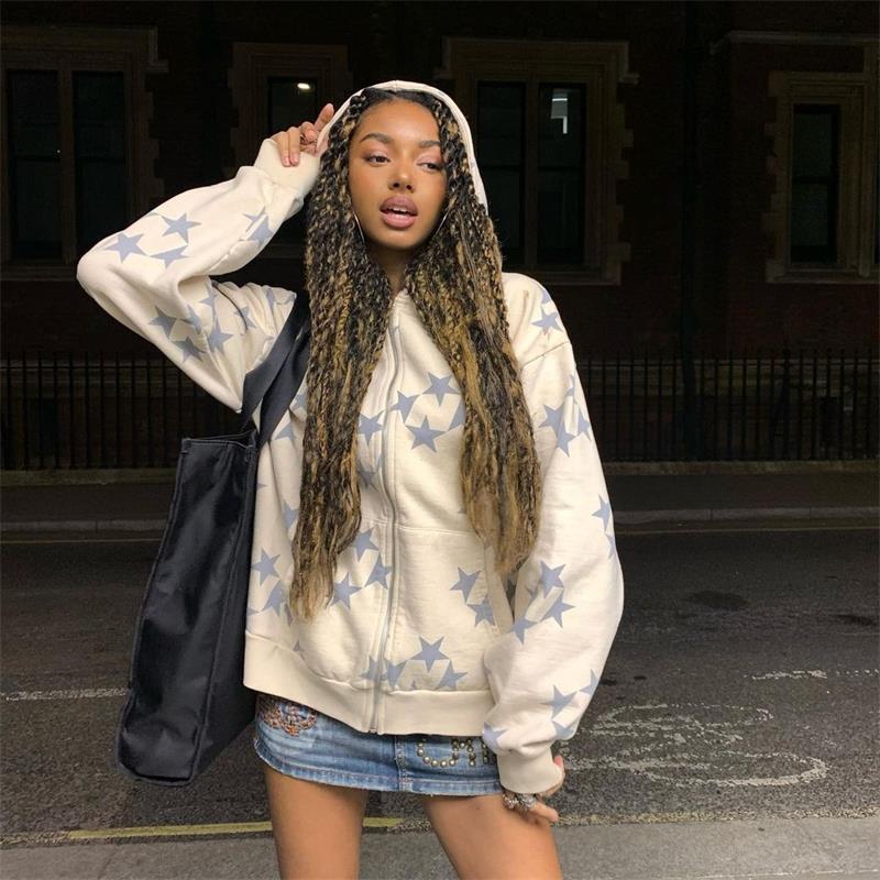 Printed Hooded Cardigan