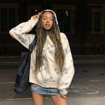 Printed Hooded Cardigan