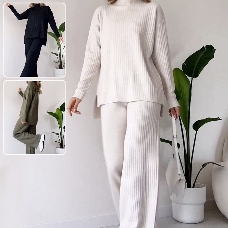 2 PCS Turtleneck Knitted Suit