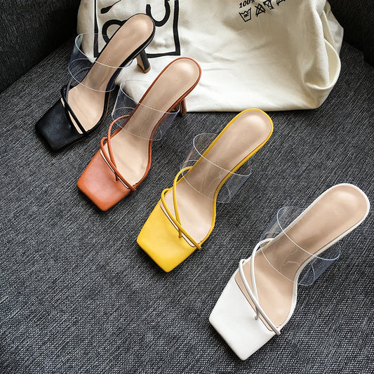 Women's Square Toe Transparent Sandals