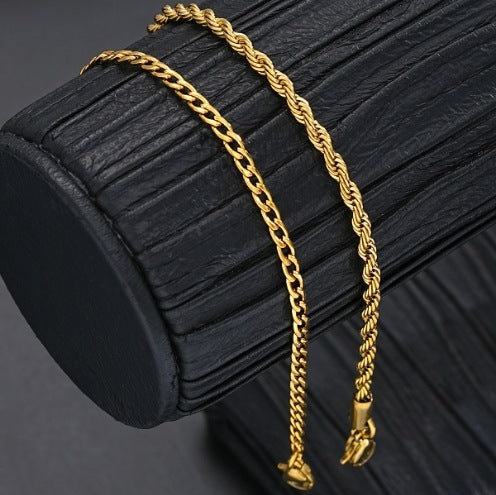 Stainless Steel Twist Chain Bracelet 2-piece Set