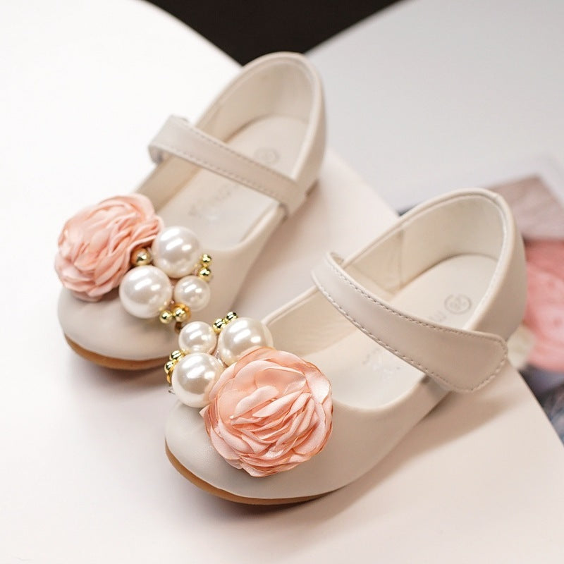 Girls Pearl Bow Princess Shoes