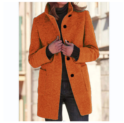 Standing Collar Woolen Coat