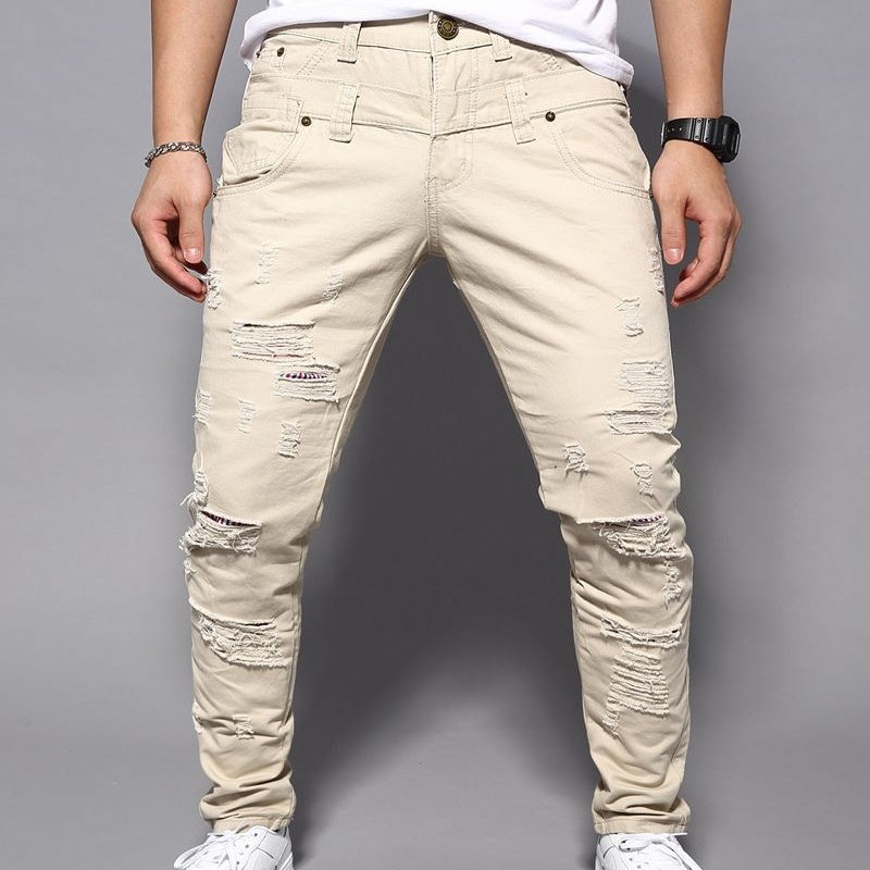 Double Waist Ripped Cargo Trousers
