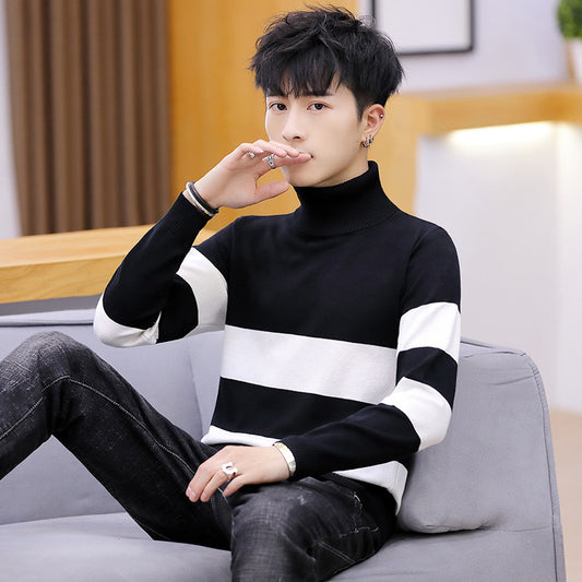 Men's Striped Turtleneck Sweater