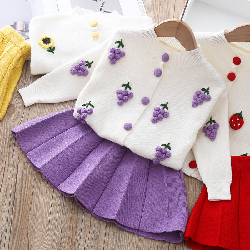 2 Pcs Baby Girl Mink Wool Sweater Dress