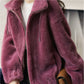 Double Faced Fleece High Neck Cardigan For Women