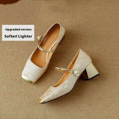 French Lux Embossed Silk Heels
