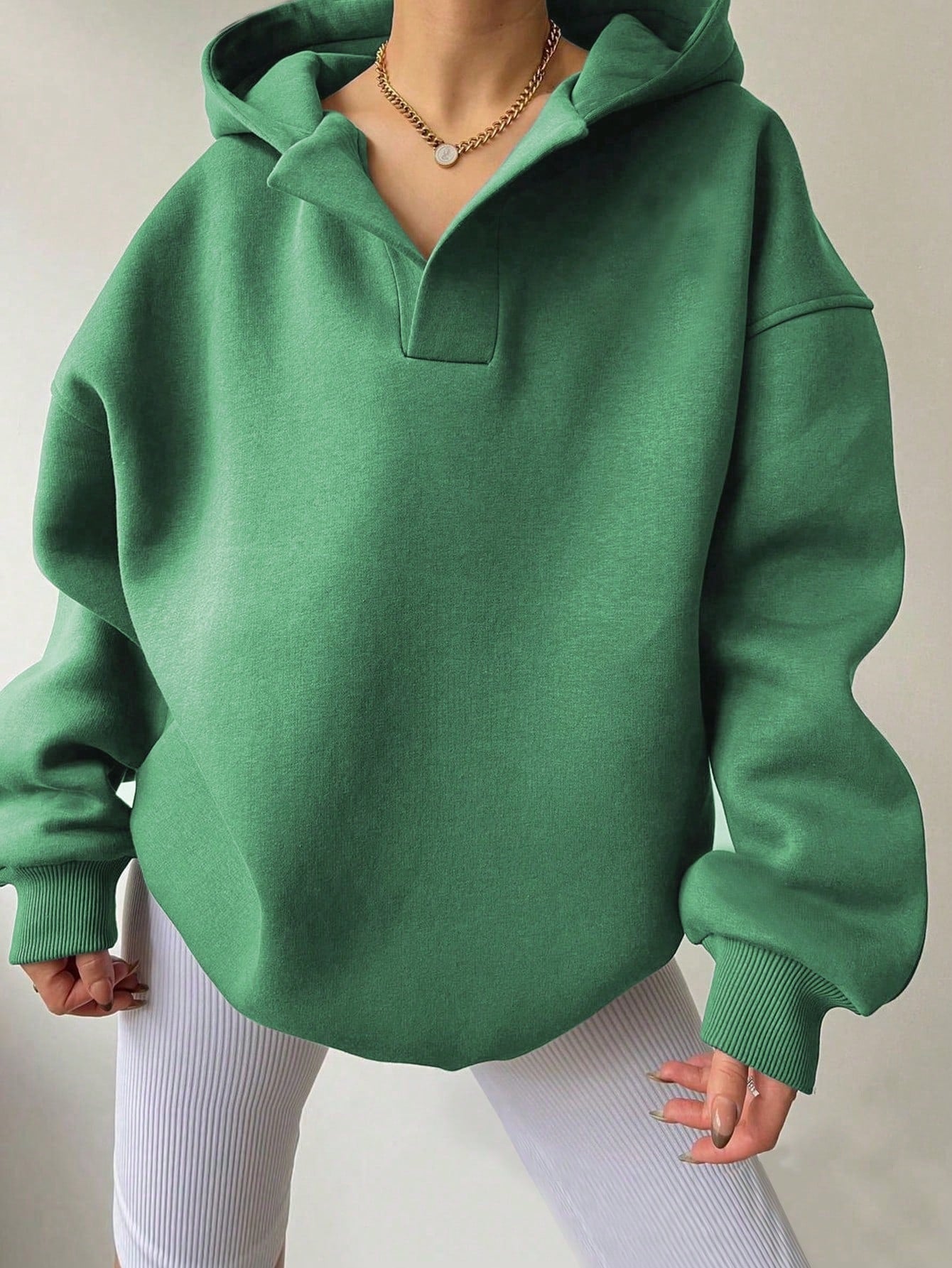 Solid Color Long Sleeve Loose Hoodie For Women