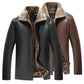 Fur-Lined Leather Retro Jacket For Men