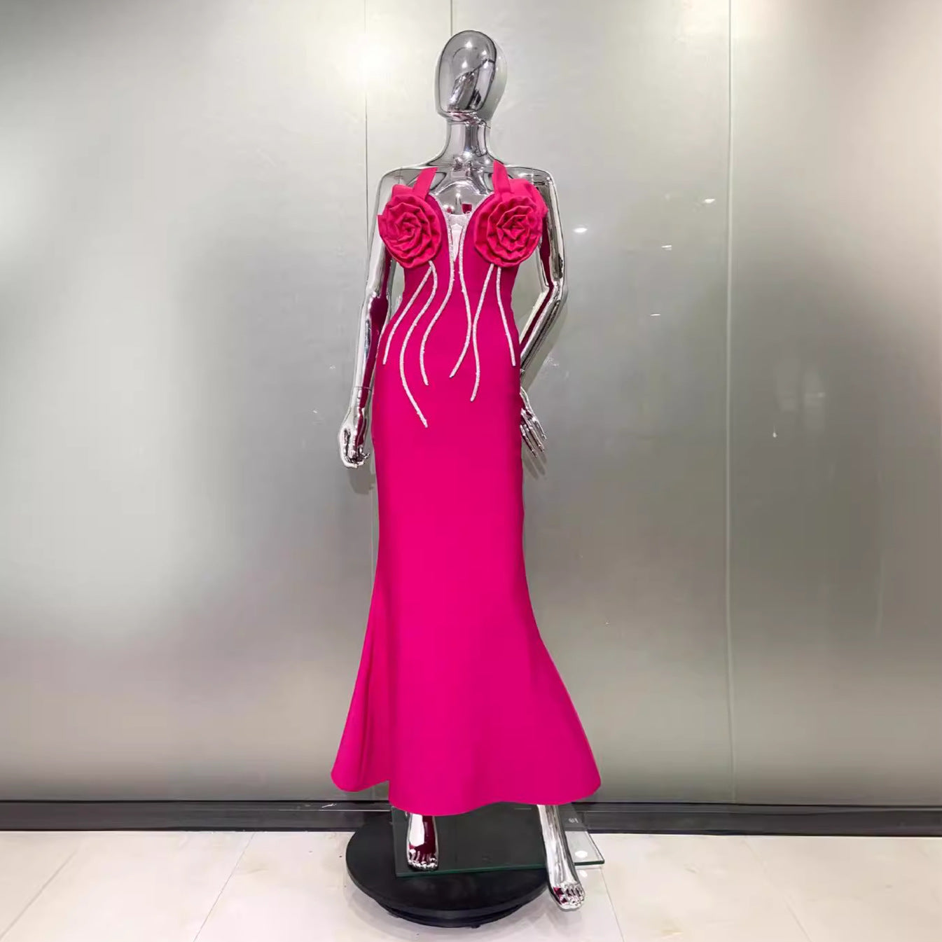 Rhinestone Tube Top Formal Dress