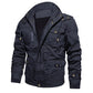 Vintage Fleece-Lined Cotton Hooded Jacket For Men