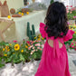 Girls Flounced Sleeve Ruffles Bow Dress