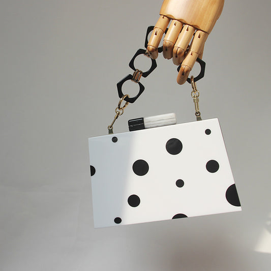 Black And White Polka Dot Clutch Bag