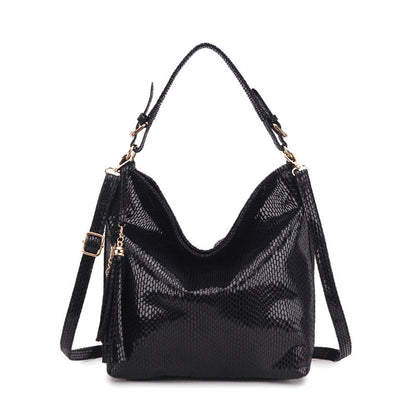 Ladies' Snake Pattern Crescent Handbag