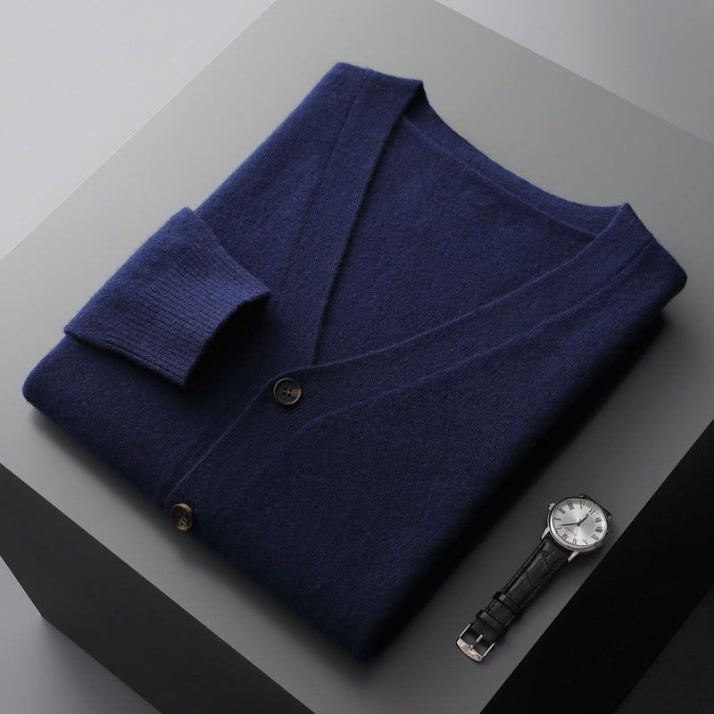V-neck Thin Loose Wool Cardigan For Men