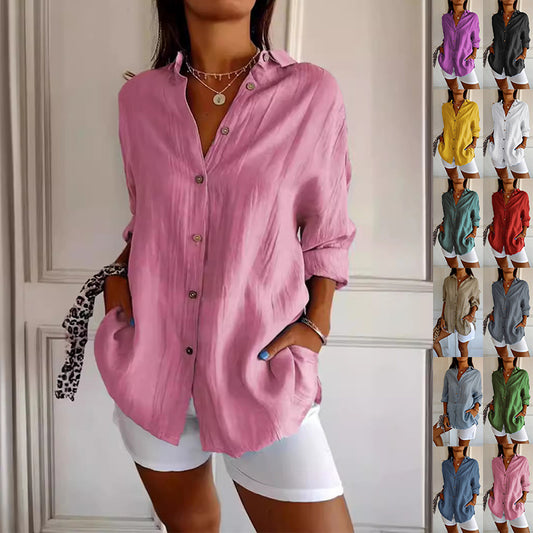 Women's Single-breasted Pleated Shirt