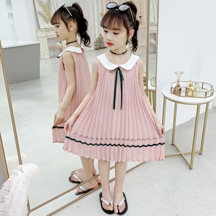Girls Chiffon Steam Pleat Dress