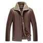 Fur-Lined Leather Retro Jacket For Men