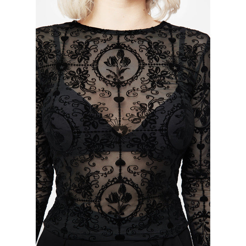 Elegant Fitted Tulip Flocking Blouse