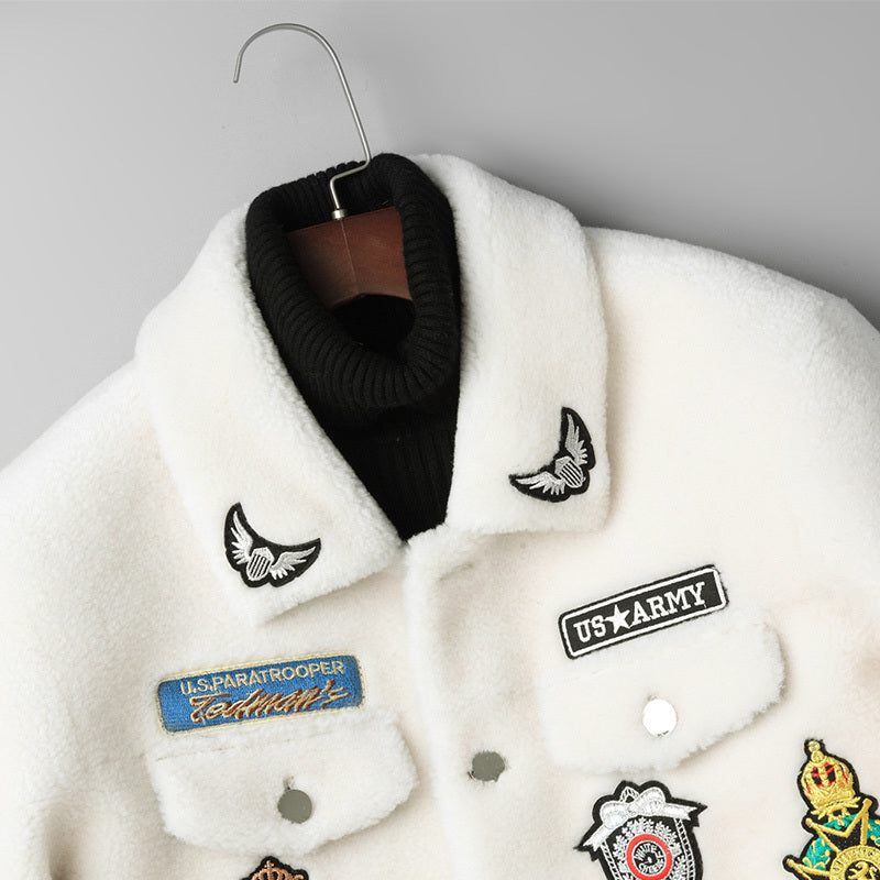 Men's White Grain Lamb Fur Jacket