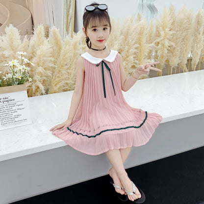 Girls Chiffon Steam Pleat Dress