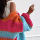 Contrast Color Patchwork Knitted Cardigan For Women