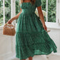 Square Collar Short Sleeve Dress Summer Puff Floral Printed Dress Long Dresses