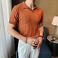 Men's V-neck Knitted Silk T-shirt