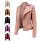 Beaded Leather Long-Sleeved Motorcycle Jacket