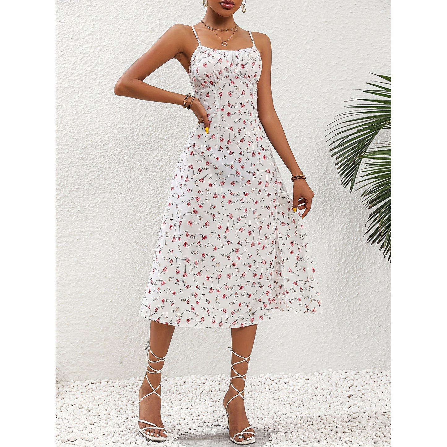Polka Dot Slit Dress