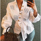 Balloon Sleeve Print Shirt