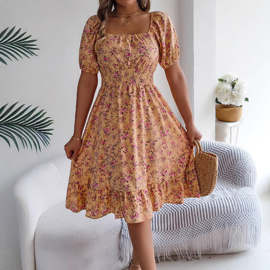 Floral Print Ruffles Dress