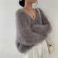 Mink Long-sleeved Knitted Cardigan For Women