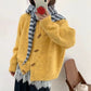 Loose Soft Cover Horn Button Knitted Cardigan For Women