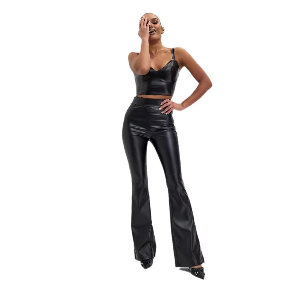 Women's Glossy Flared Pants Suit