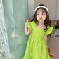 Girls Flounced Sleeve Ruffles Bow Dress