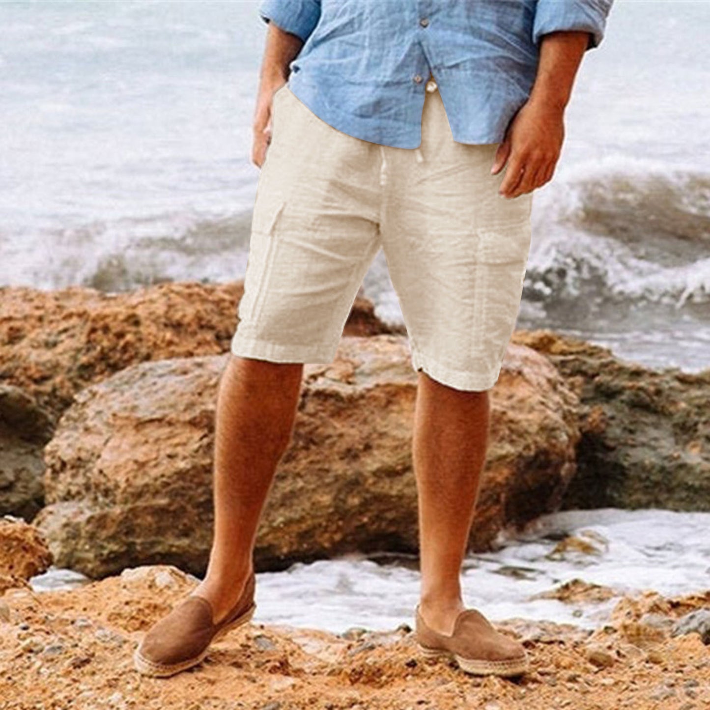 Men's Cotton/Linen Blend Cargo Shorts
