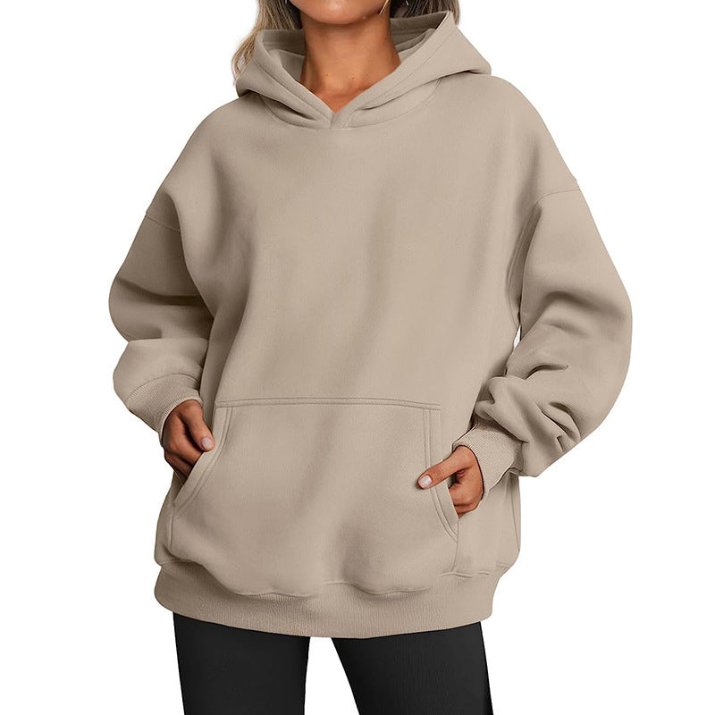 Solid Color Oversized Hoodie For Women