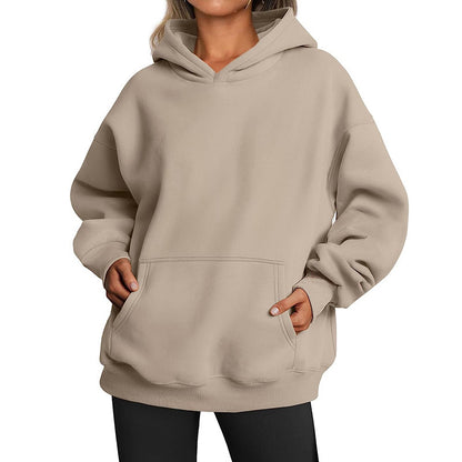 Solid Color Oversized Hoodie For Women