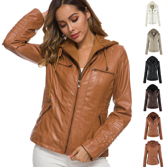 Leather/PU Detachable Hooded Jacket