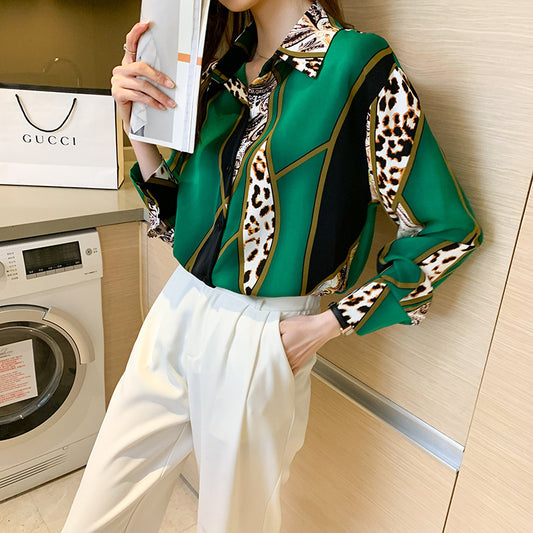 Leopard Print Chiffon Top
