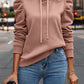 Lapel Hooded Solid Color Long-Sleeved Hoodie For Women