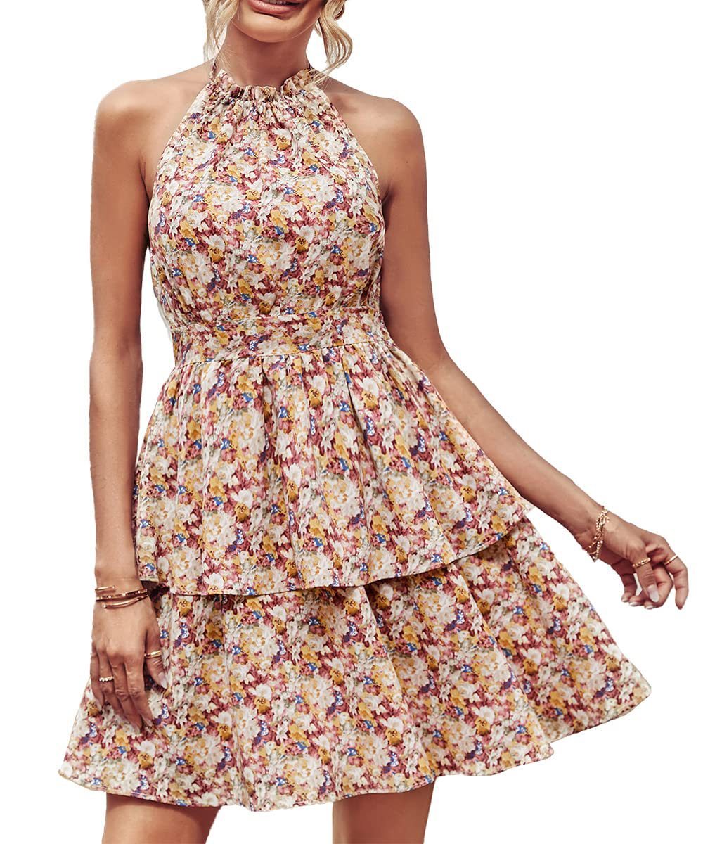 Printed Boho Halter Dress