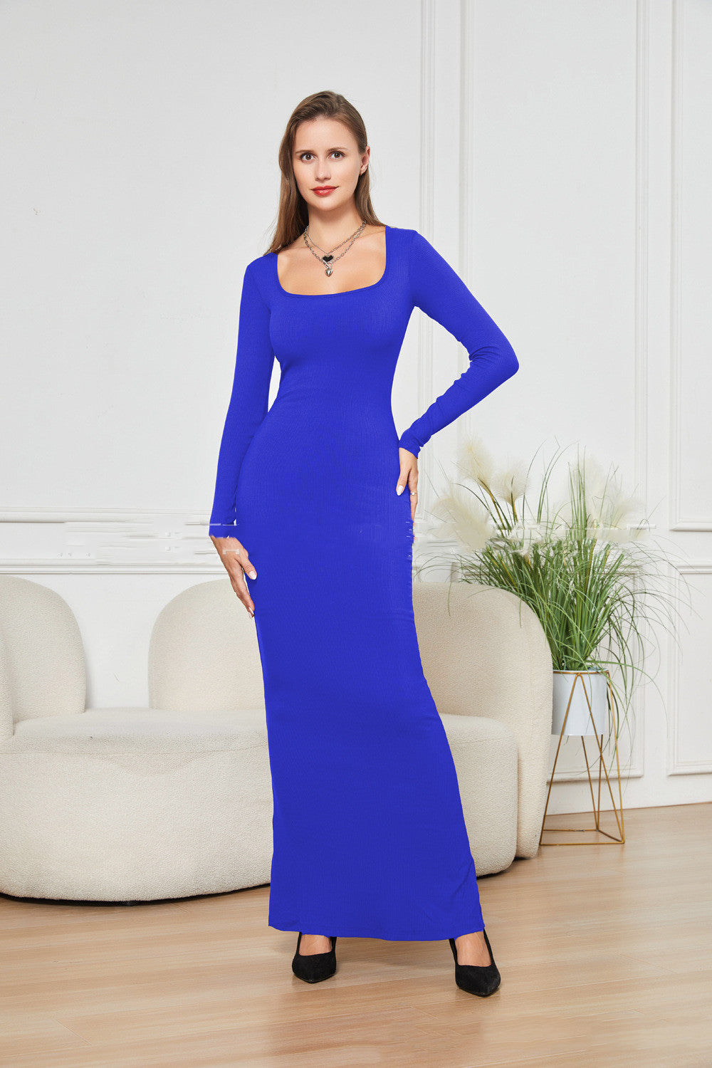 Ladies Two-in-one Maxi Dress w/Belly Contracting Control