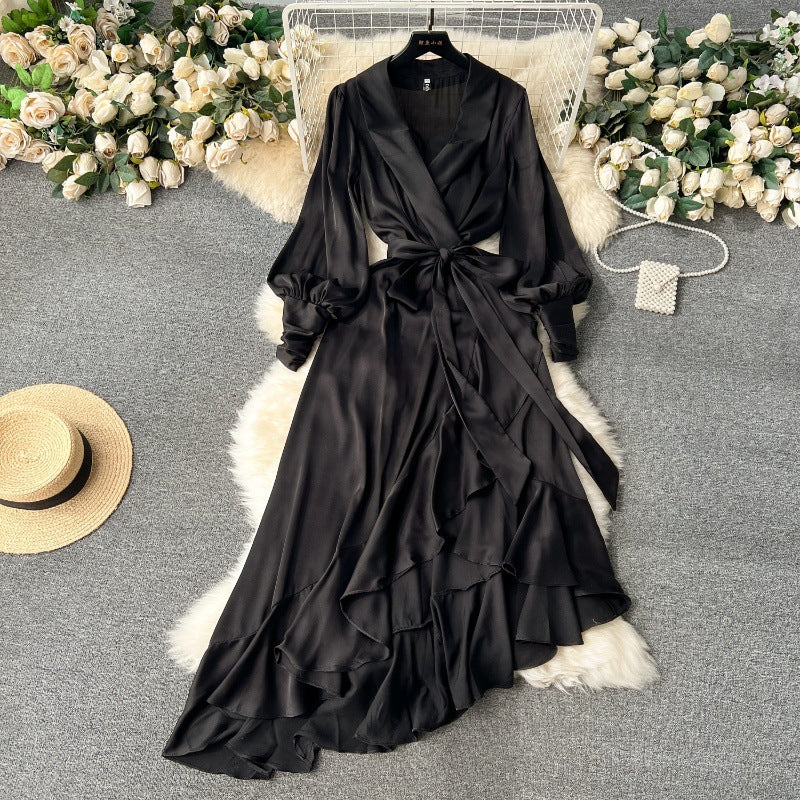 Ladies Long Sleeve Ruffles Dress